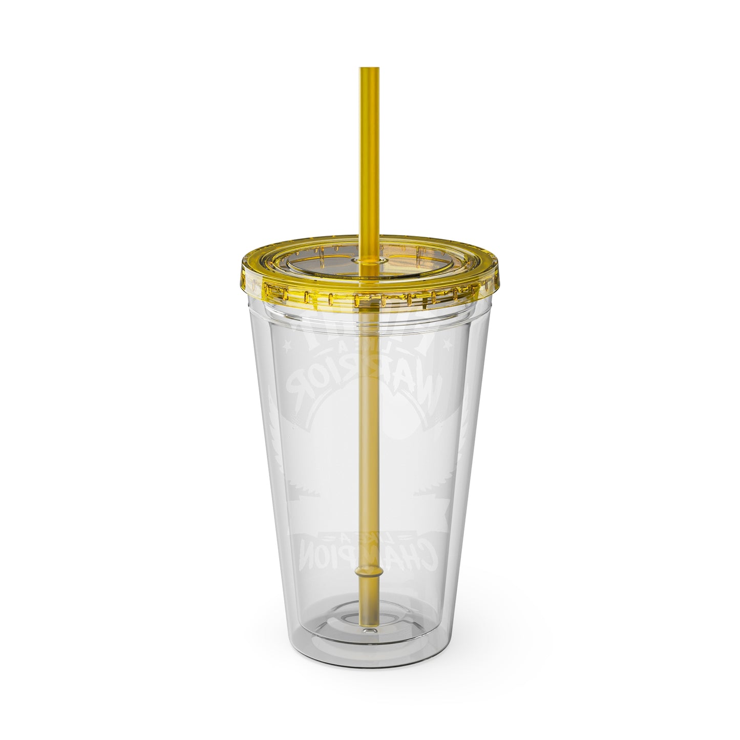 Fight Like a Warrior, Survive Like a Champion Breast Cancer Awareness 16oz Tumbler with Straw