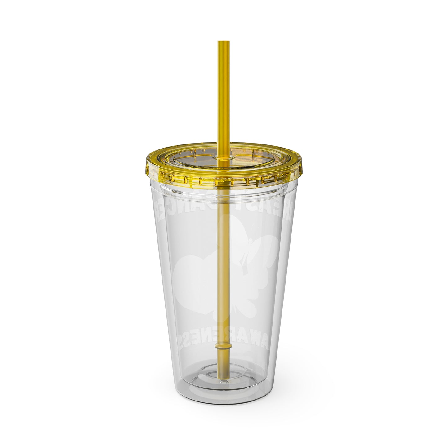 Breast Cancer Awareness 16oz Tumbler with Straw - Butterfly, Heart