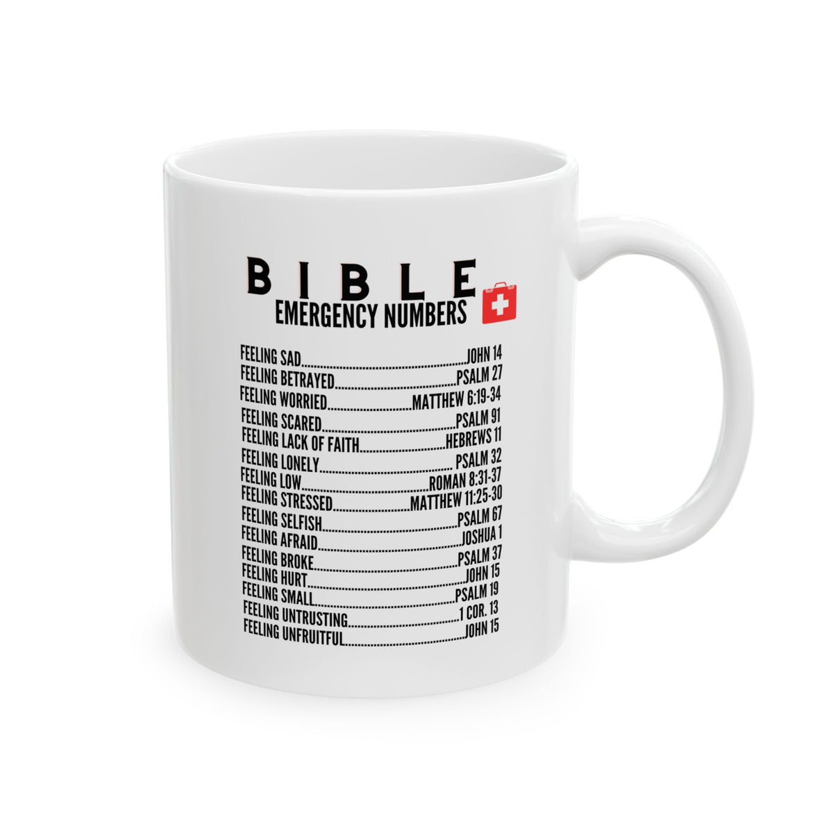 Bible Emergency Numbers White Coffee Mug (11oz, 15oz)