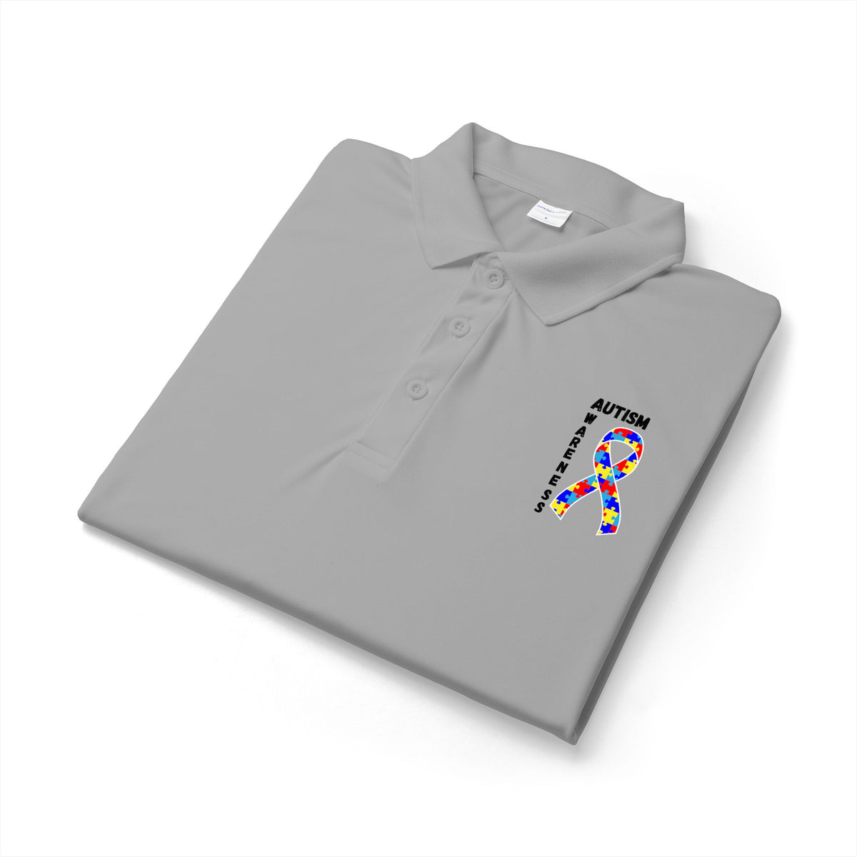 Autism Puzzle Ribbon Polo - Black