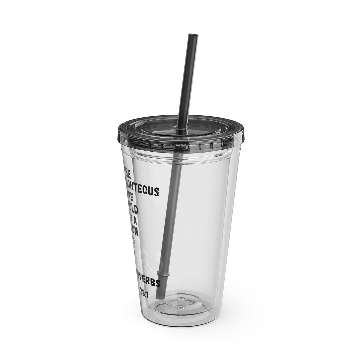 "The Righteous Are Bold as a Lion" 16oz Inspirational Tumbler with Straw