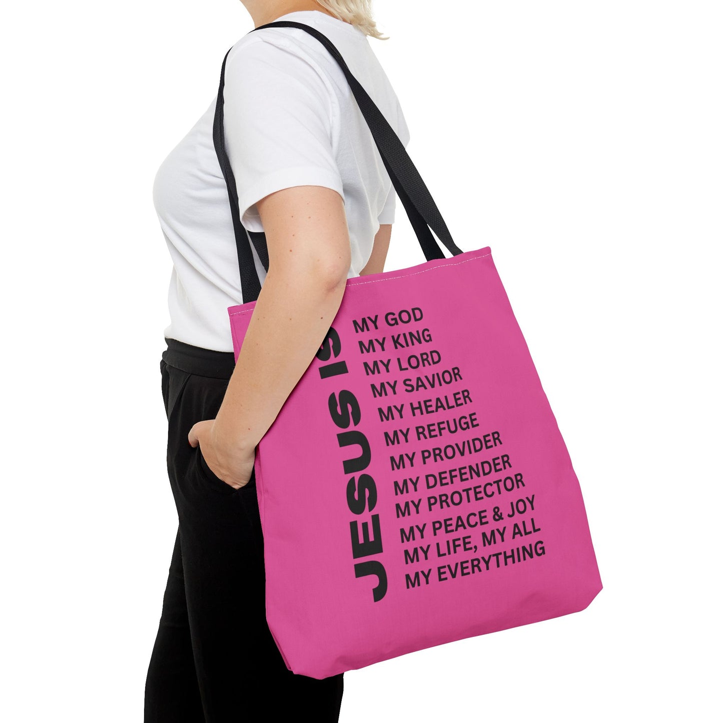 Christian JESUS IS Tote Bag - Pink