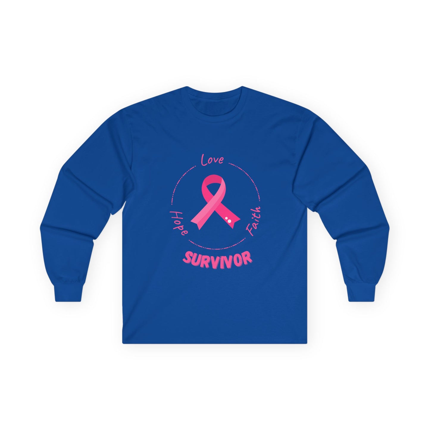 Breast Cancer Survivor Long Sleeve Tee — Pink Ribbon “Survivor”