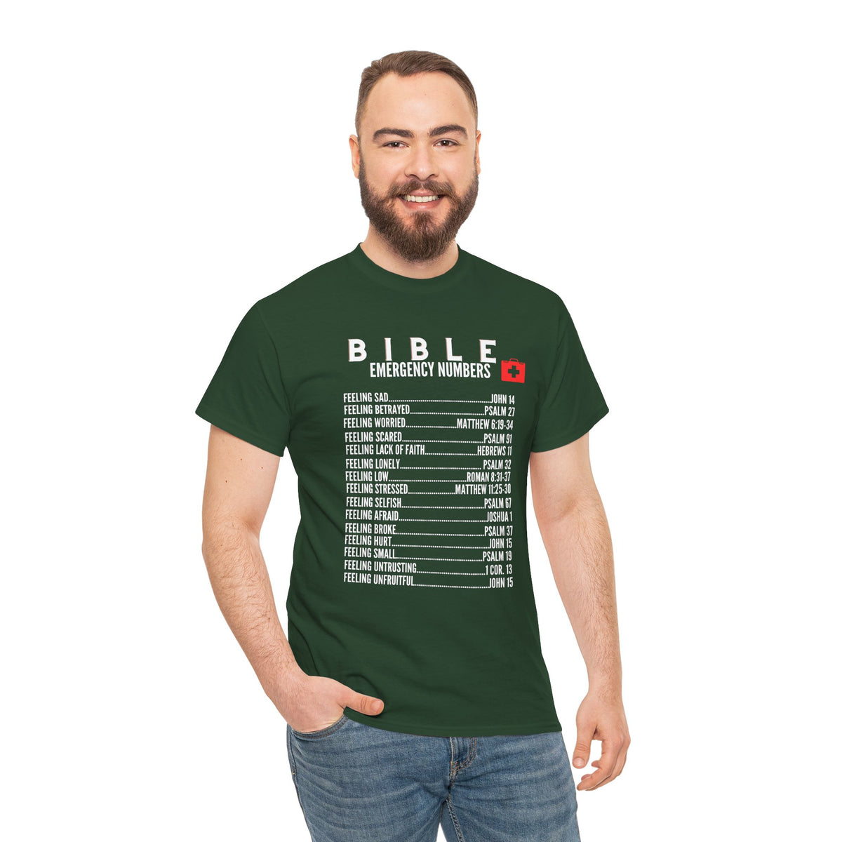 Bible Emergency Numbers Tee - White