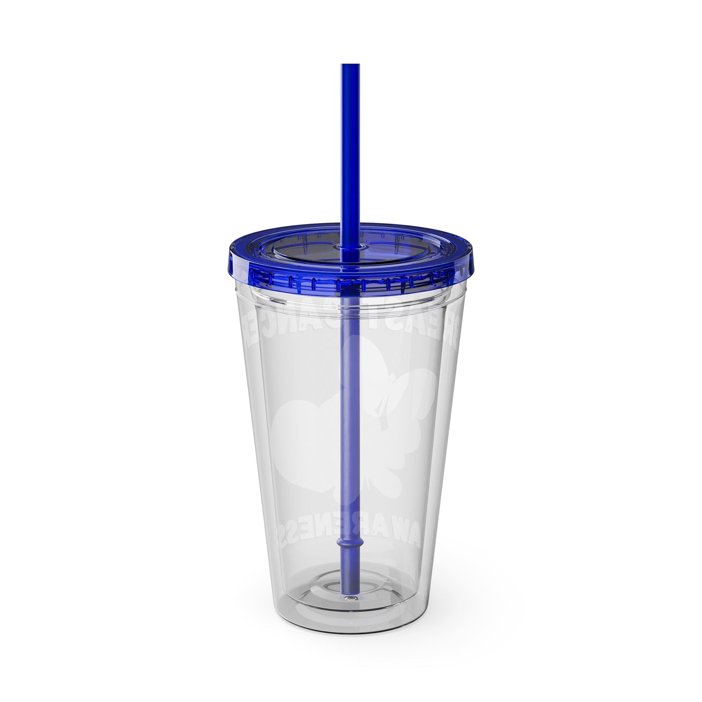 Breast Cancer Awareness 16oz Tumbler with Straw - Butterfly, Heart