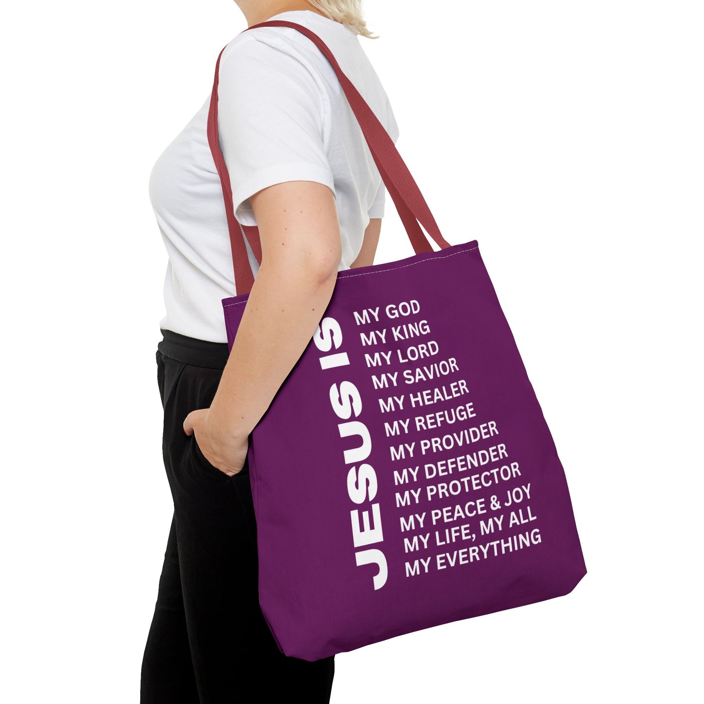 Christian JESUS IS Tote Bag - Purple