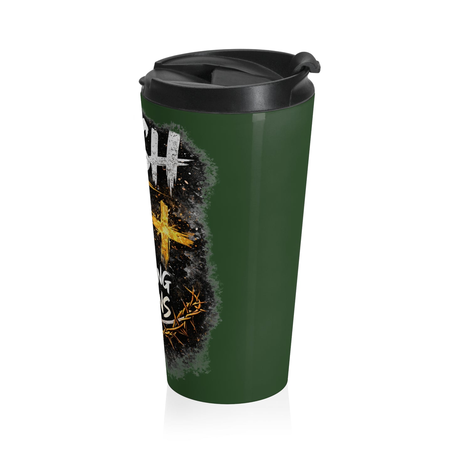 Push: "Pray Until Something Happens" Stainless Steel Green Travel Mug