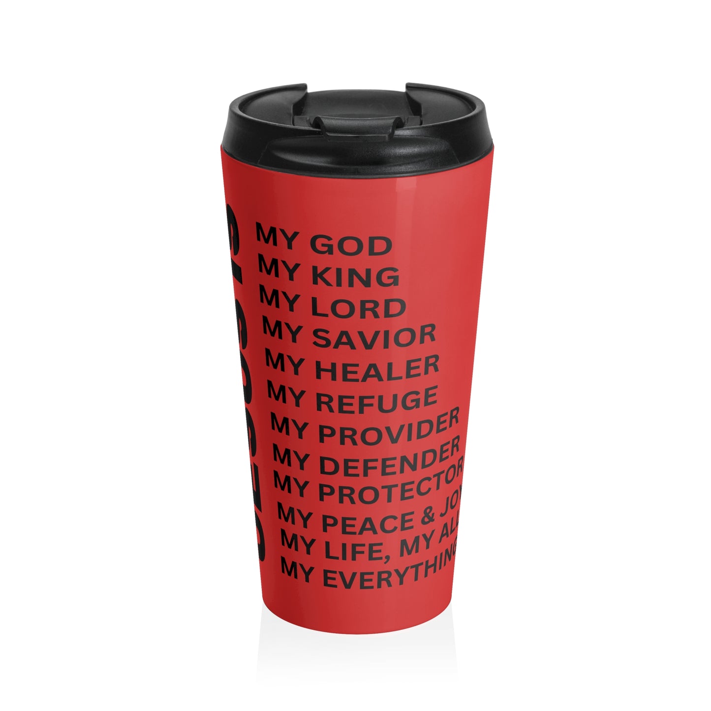 Christian JESUS IS Red Stainless Steel Travel Mug - Blk
