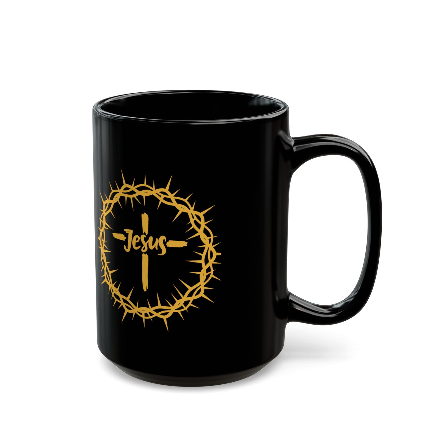 Jesus Crown of Thorns Black Coffee Mug (11oz/15oz)