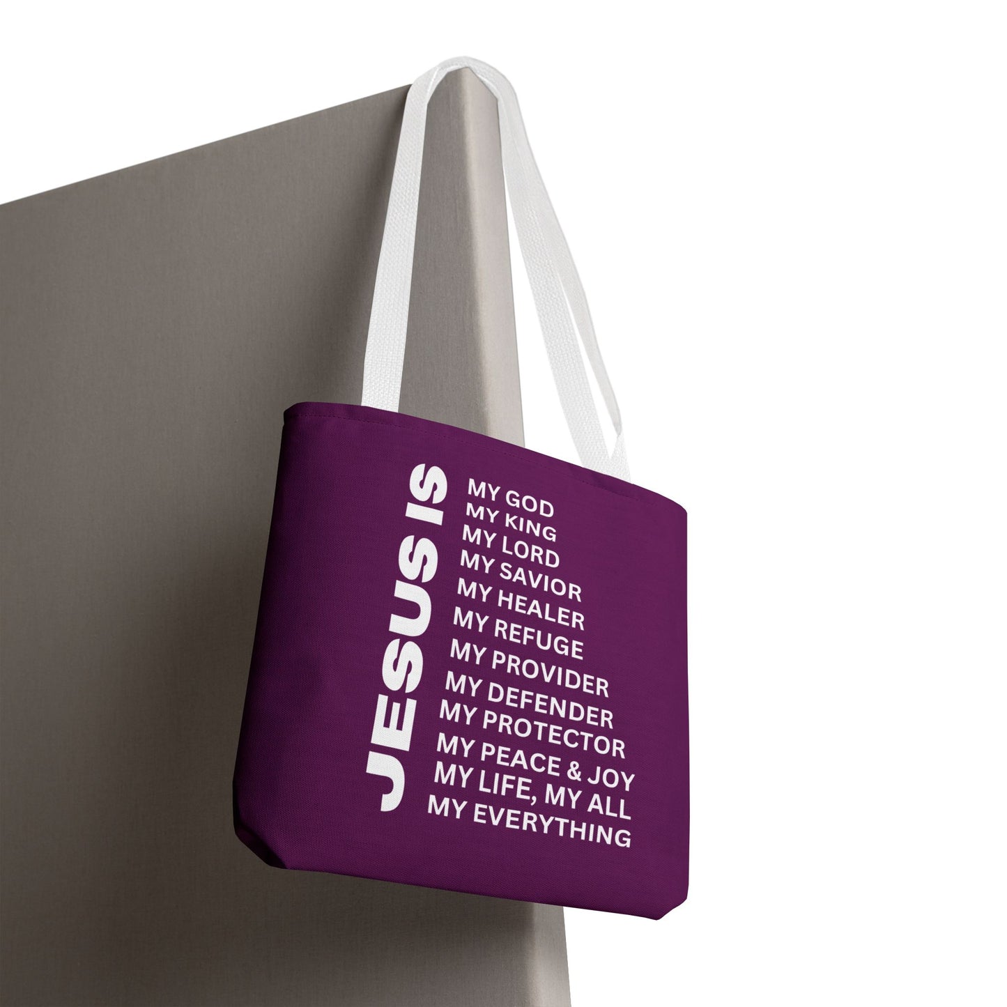 Christian JESUS IS Tote Bag - Purple