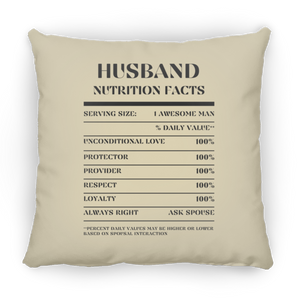 Nutrition Facts Pillow - Husband - Black