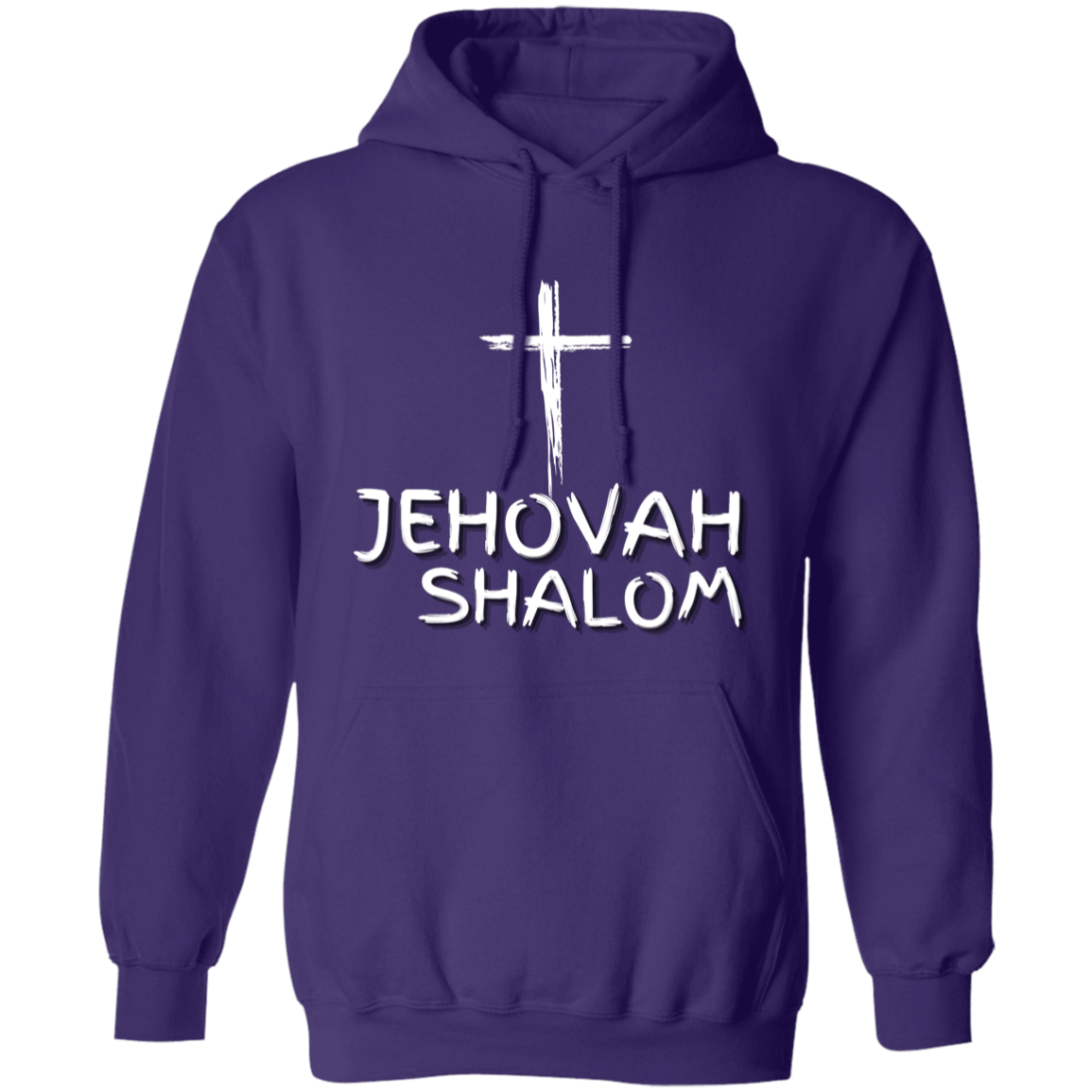 Jehovah Shalom Pullover Hoodie Front & Back - White