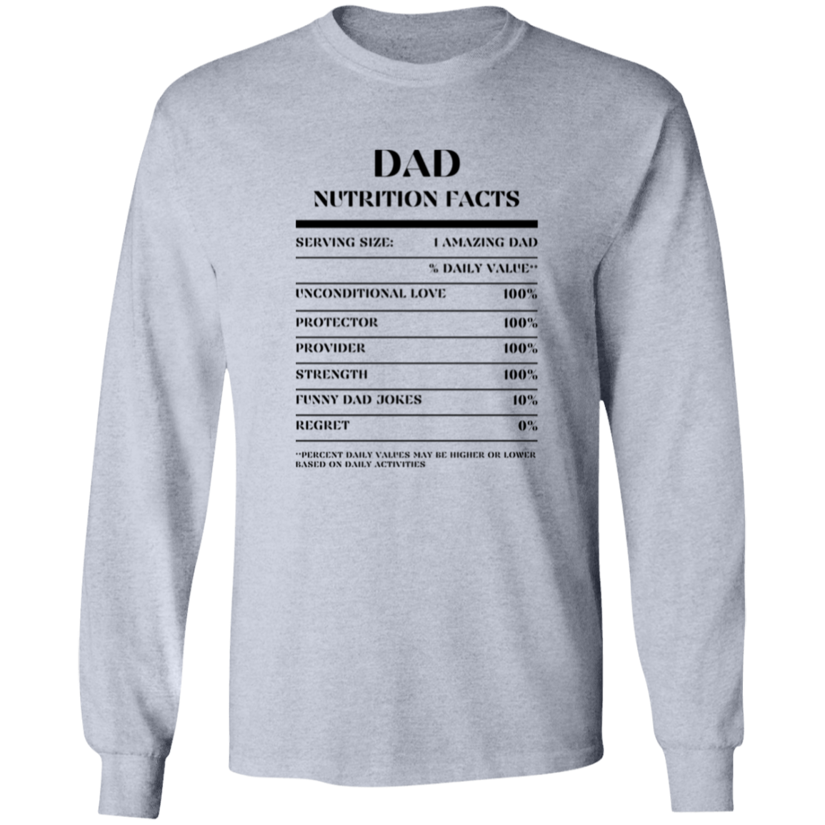 Nutrition Facts T-Shirt LS - Dad - Black