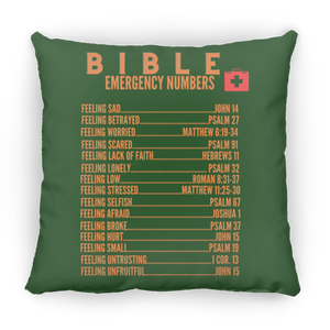 Emergency Bible Numbers Christian Pillow Orange