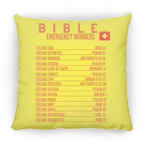 Emergency Bible Numbers Christian Pillow Orange