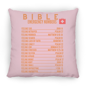 Emergency Bible Numbers Christian Pillow Orange