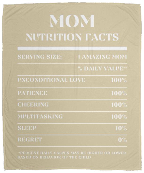 Nutrition Facts Mom Cozy Plush Fleece Blanket - White