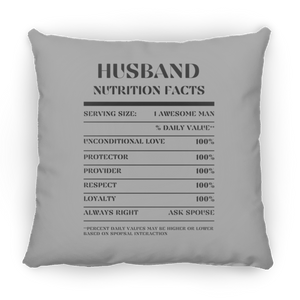 Nutrition Facts Pillow - Husband - Black