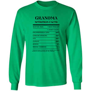 Nutrition Facts T-Shirt LS - Grandma - Black