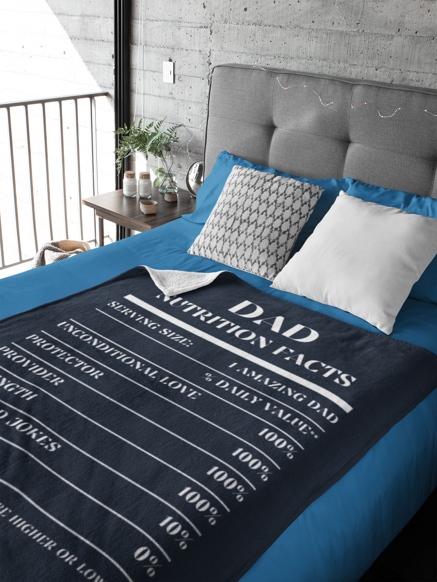 Nutrition Facts Dad Cozy Plush Fleece Blanket - White