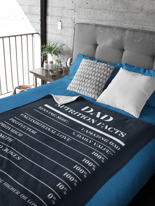 Nutrition Facts Dad Cozy Plush Fleece Blanket - White