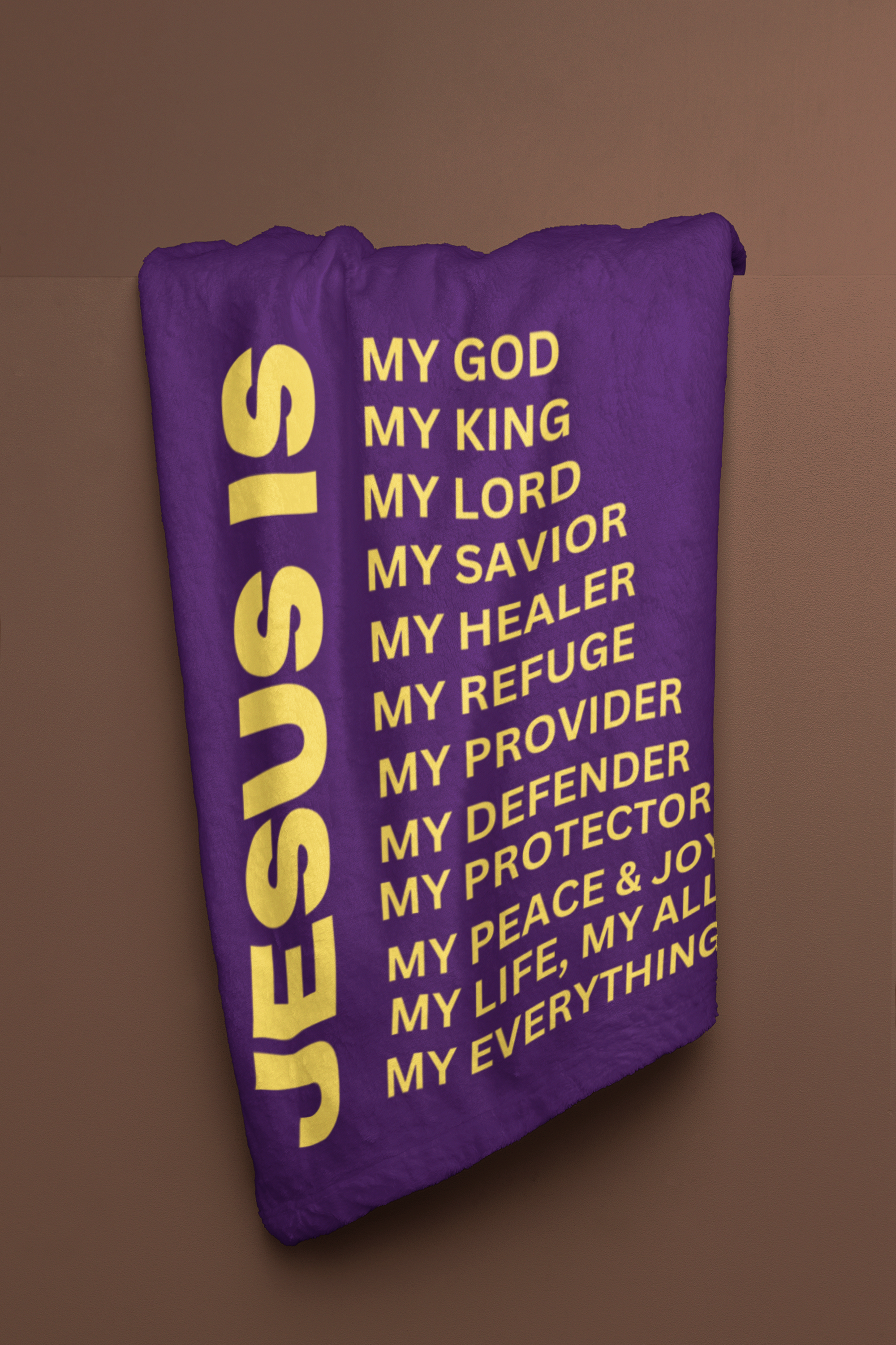 Jesus Is Cozy Plush Fleece Blanket - Gold