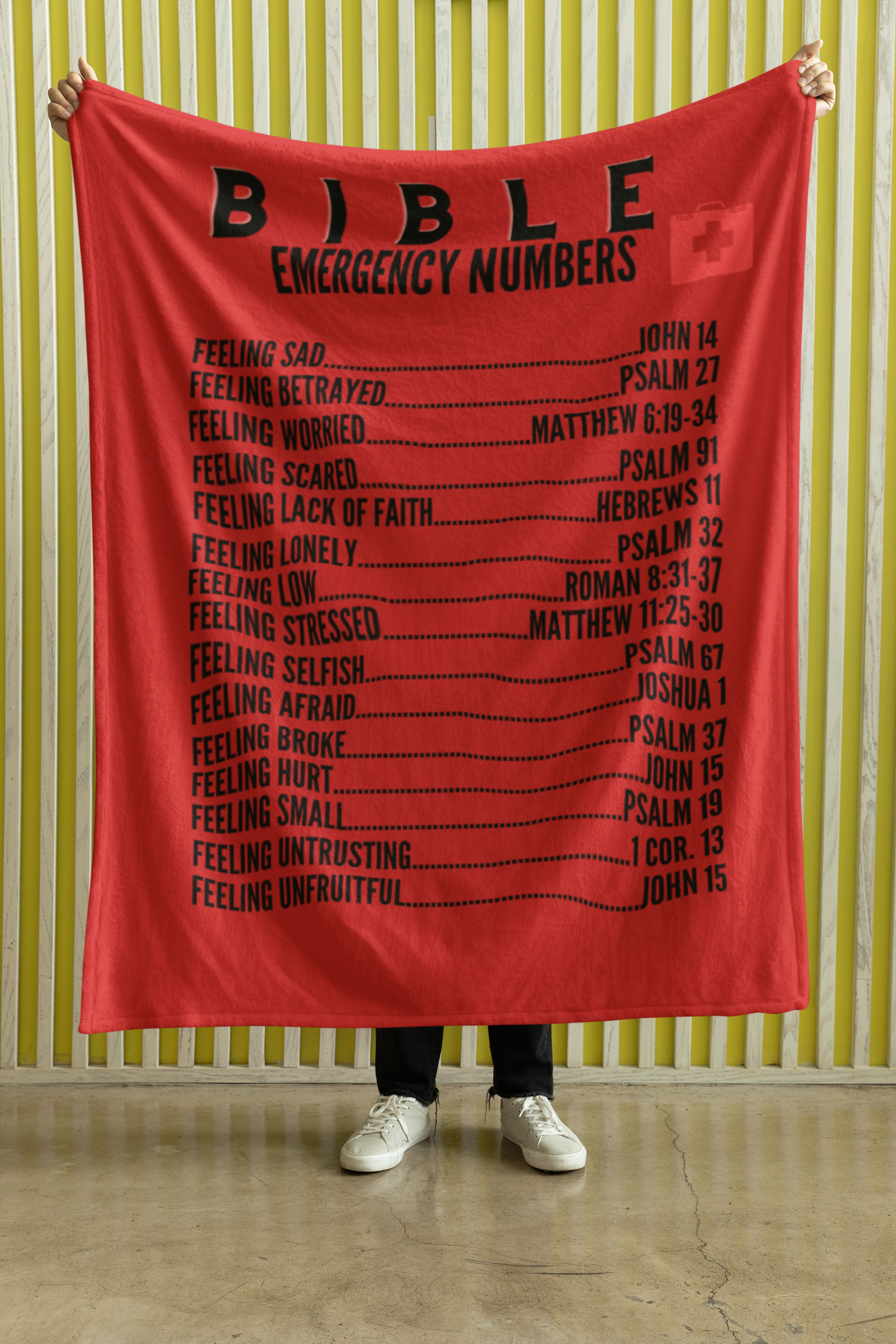 Emergency Bible Numbers Cozy Plush Fleece Blanket - Black