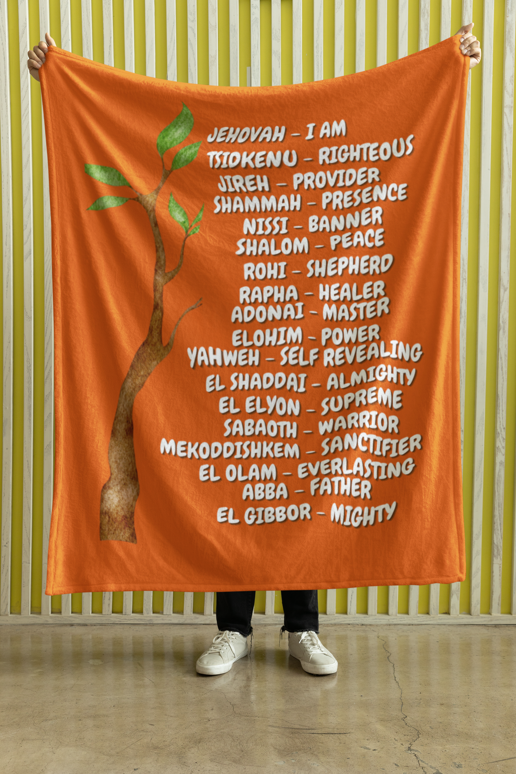 Names of God Cozy Plush Fleece Blanket - White