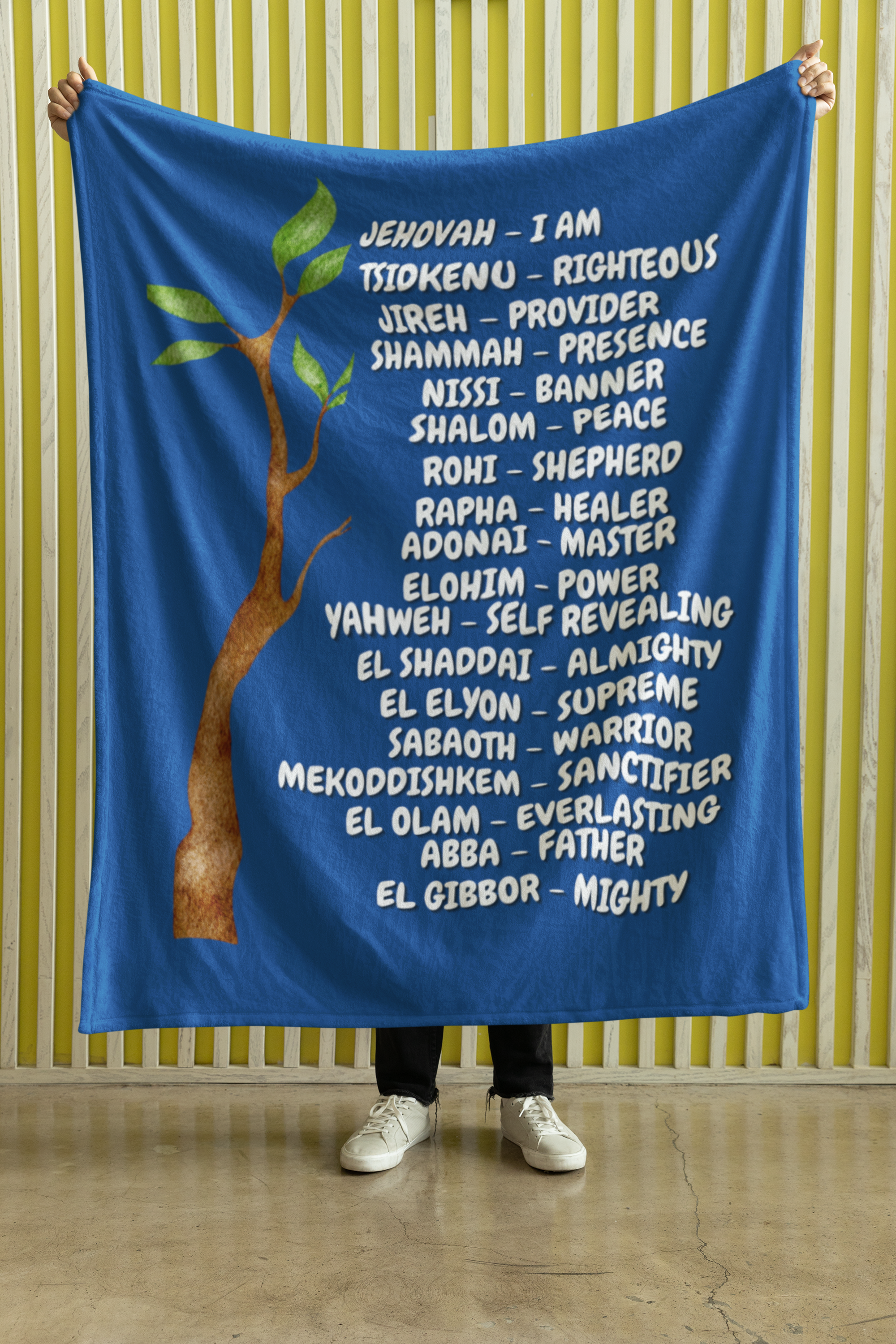 Names of God Cozy Plush Fleece Blanket - White