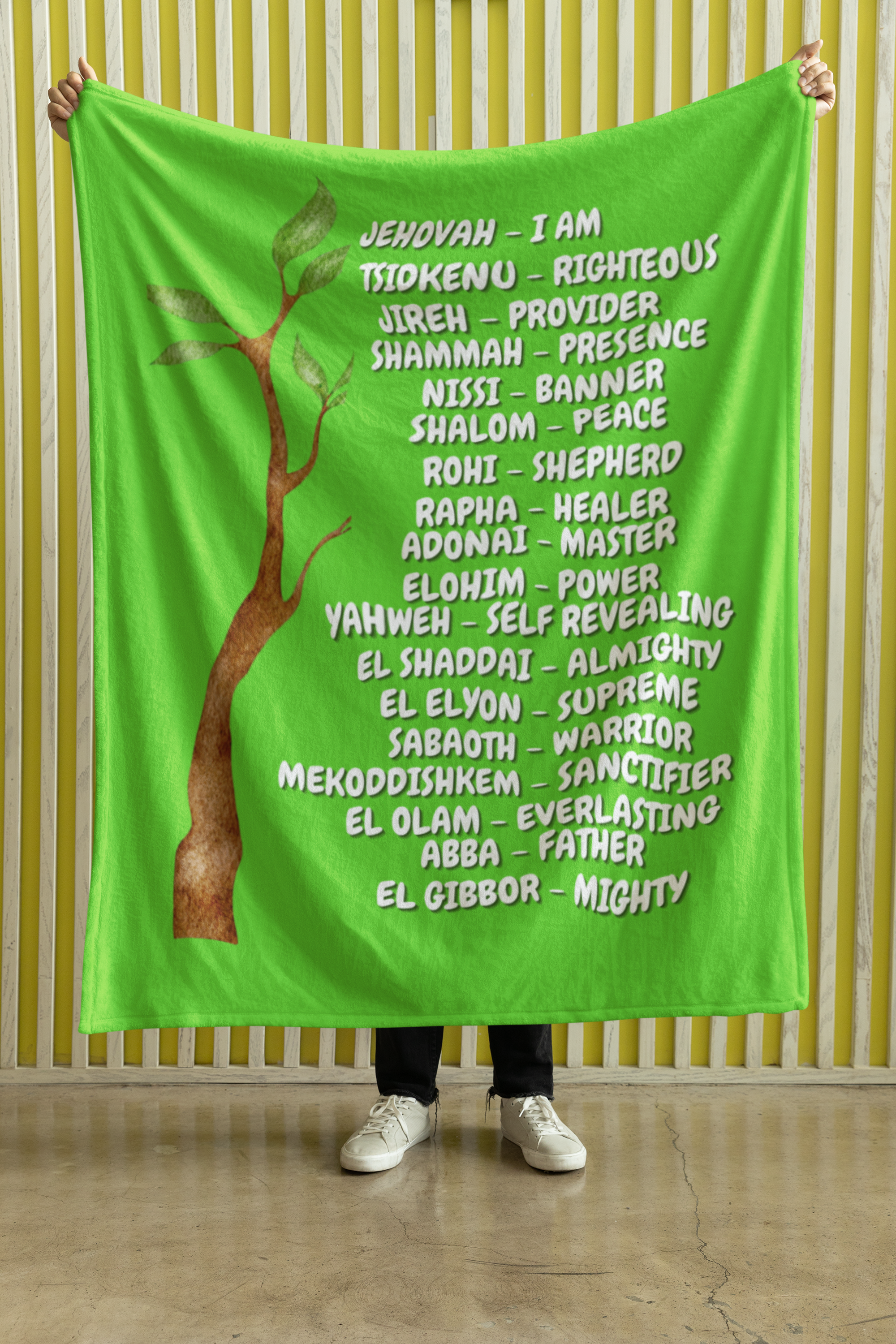 Names of God Cozy Plush Fleece Blanket - White