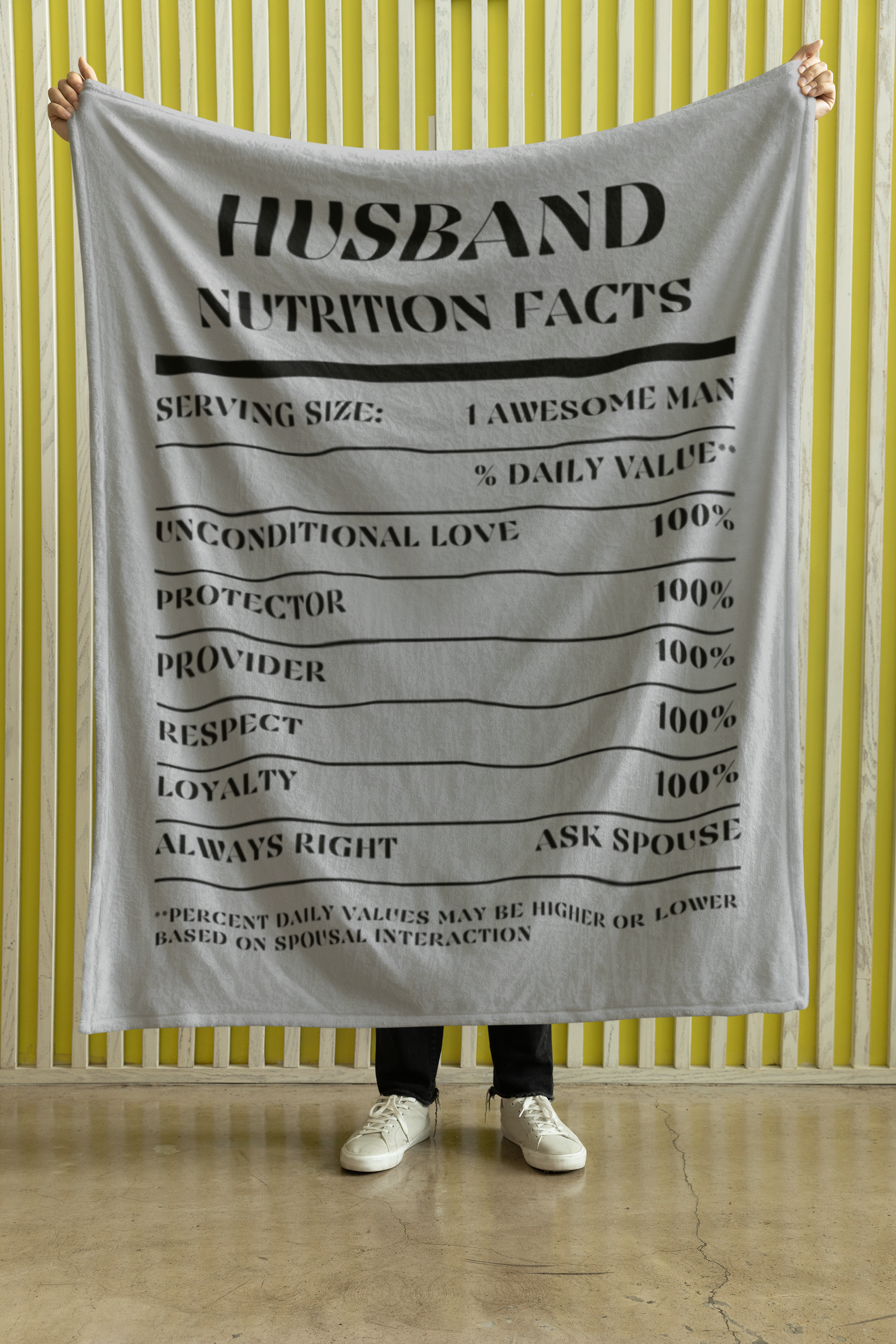 Nutrition Facts Husband Cozy Plush Fleece Blanket - Black