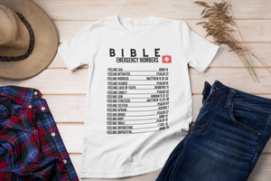 Emergency Bible Numbers Christian T-Shirt - Short Sleeve Black