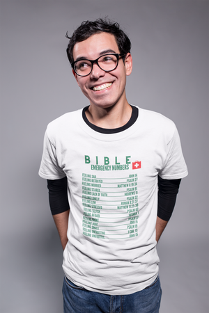 Emergency Bible Numbers Christian T-Shirt - Short Sleeve Green