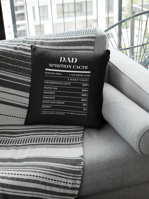 Nutrition Facts Pillow - Dad - White