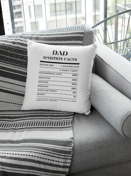 Nutrition Facts Pillow - Dad - Black