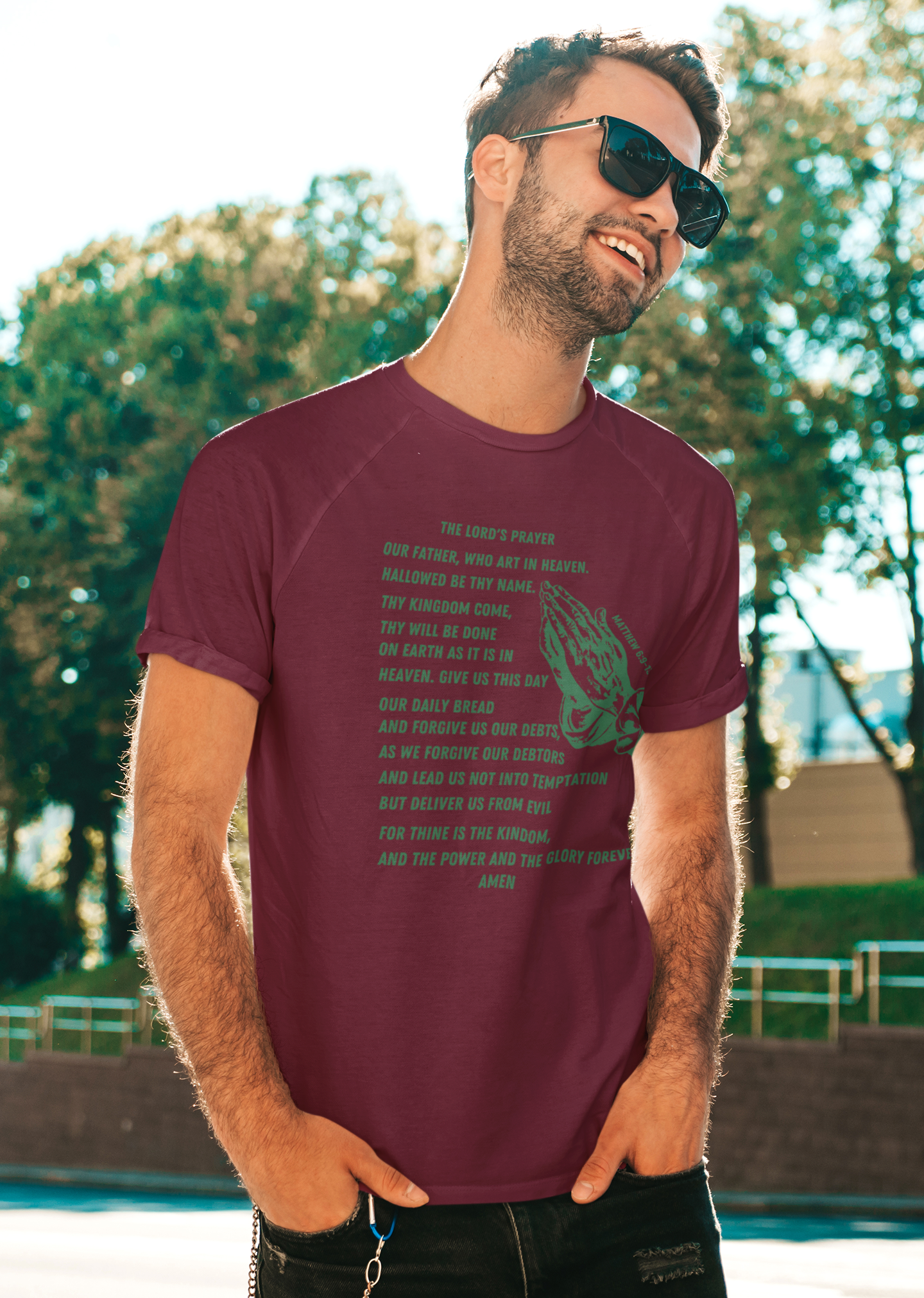 Lord's Prayer Short Sleeve T-shirt Green