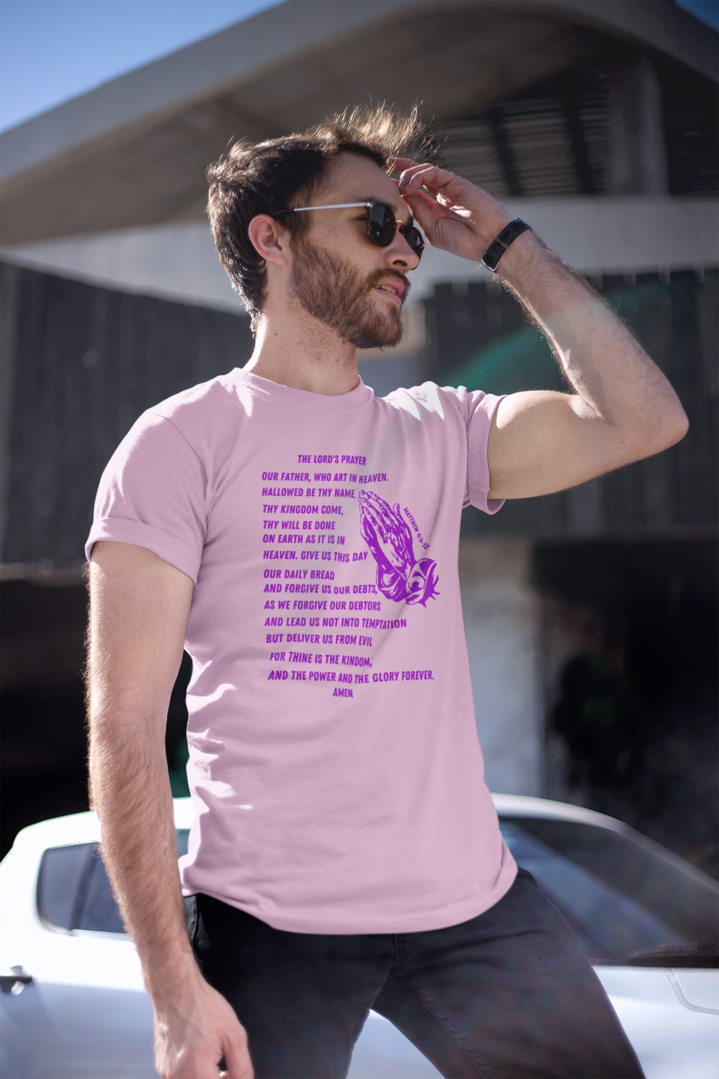 Lord's Prayer Short Sleeve T-shirt Purple