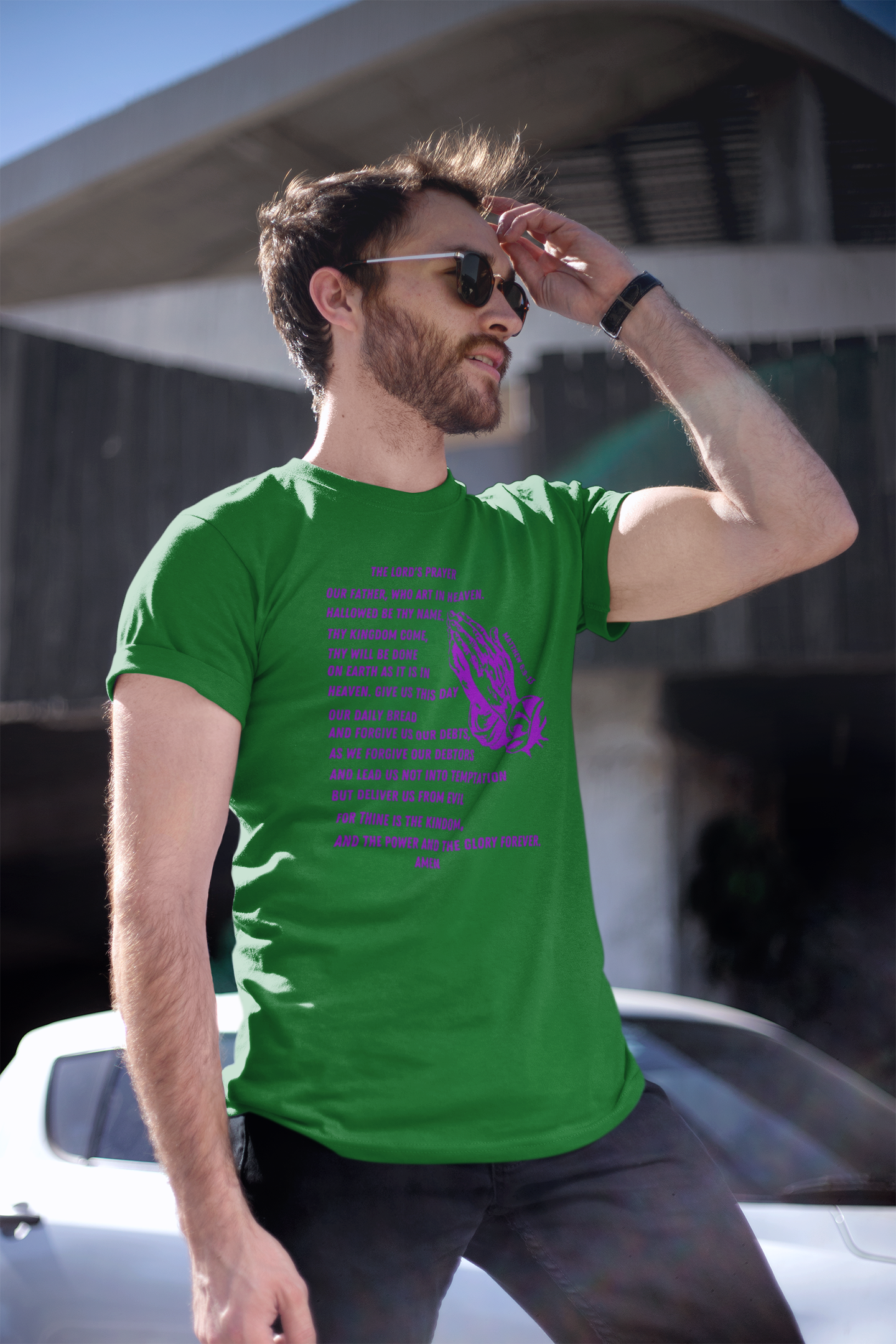 Lord's Prayer Short Sleeve T-shirt Purple