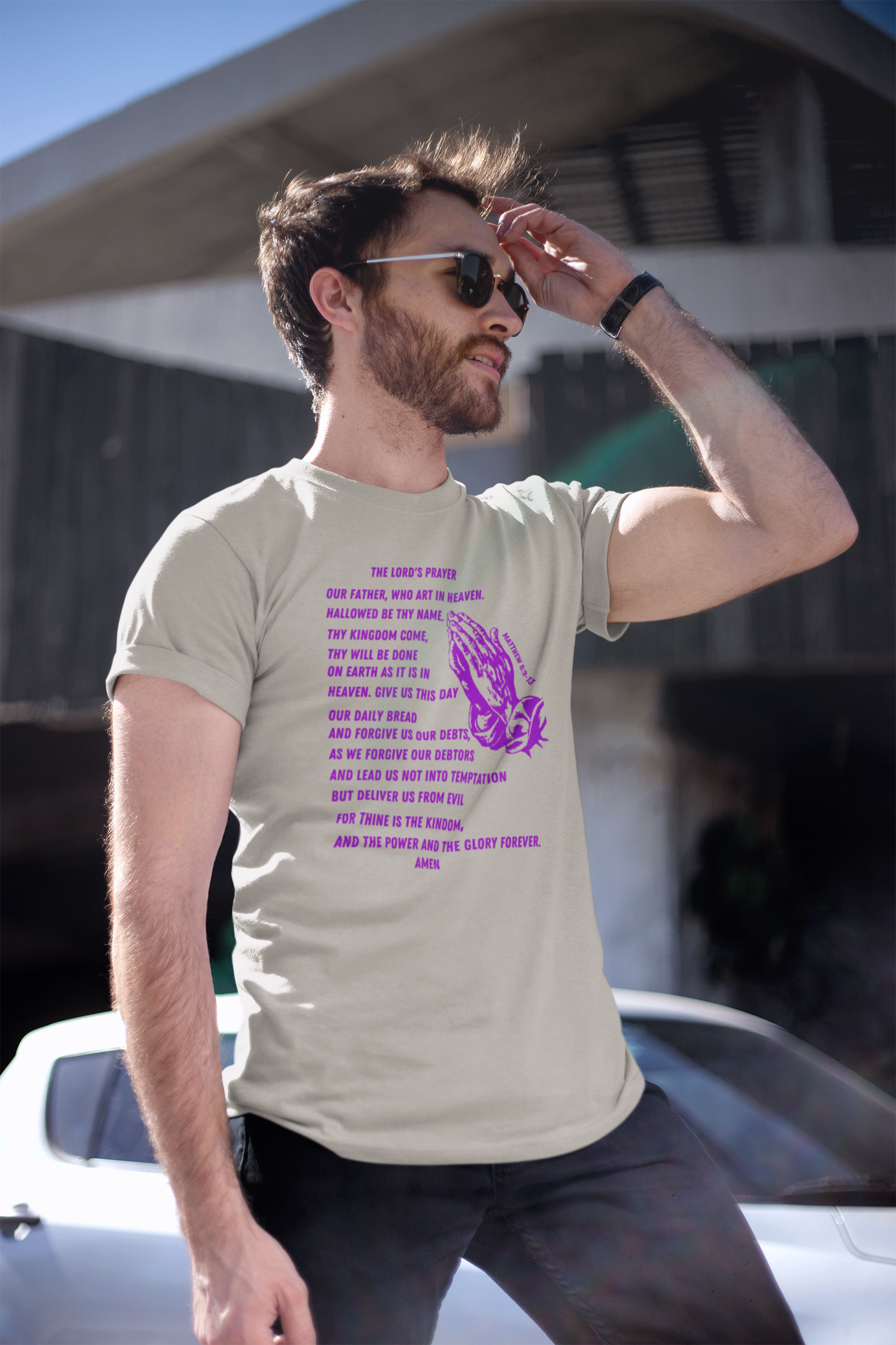 Lord's Prayer Short Sleeve T-shirt Purple
