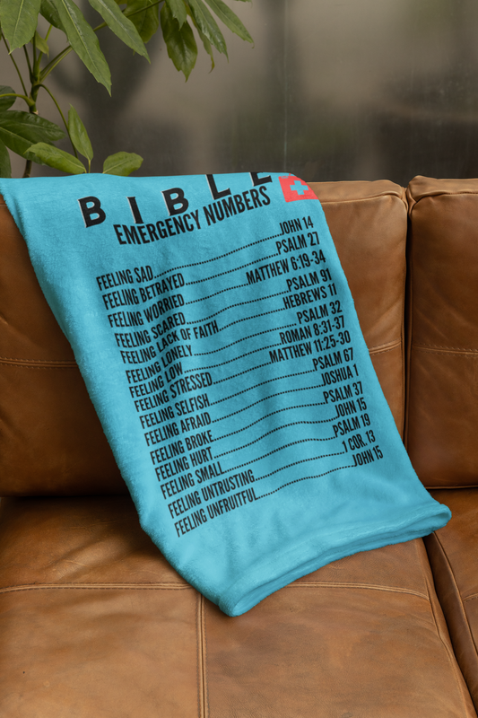 Emergency Bible Numbers Cozy Plush Fleece Blanket - Black