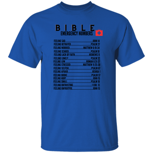 Emergency Bible Numbers Christian T-Shirt - Short Sleeve Black