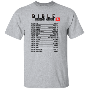 Emergency Bible Numbers Christian T-Shirt - Short Sleeve Black