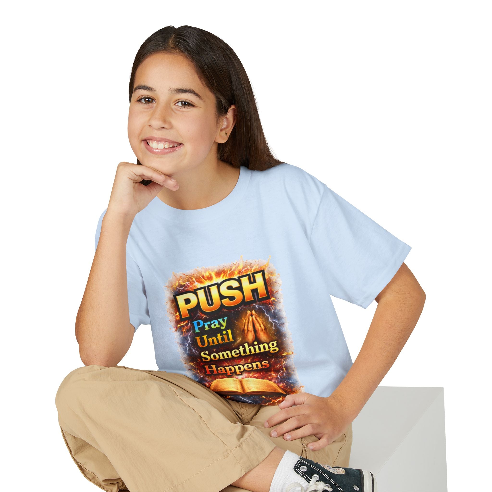 "Push: Pray Until Something Happens" Youth T-shirt - Bible