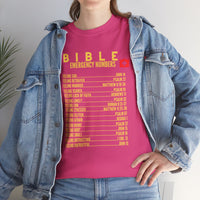 Bible Emergency Numbers Tee - Gold