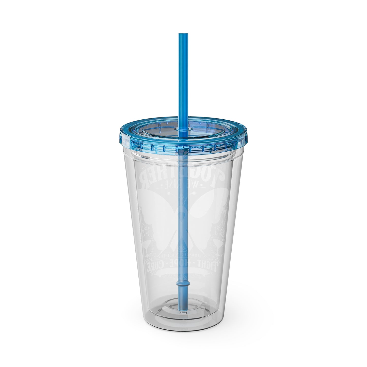 Together We Rise Butterfly Breast Cancer 16oz Tumbler with Straw