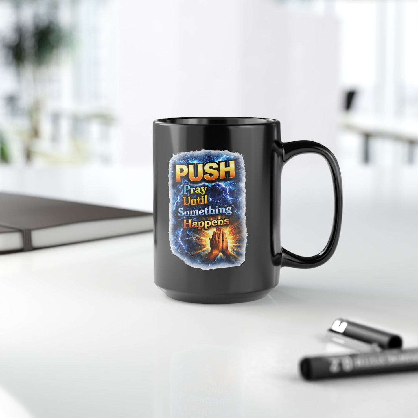 Push Black Coffee Mug - Hands — (11oz & 15oz)