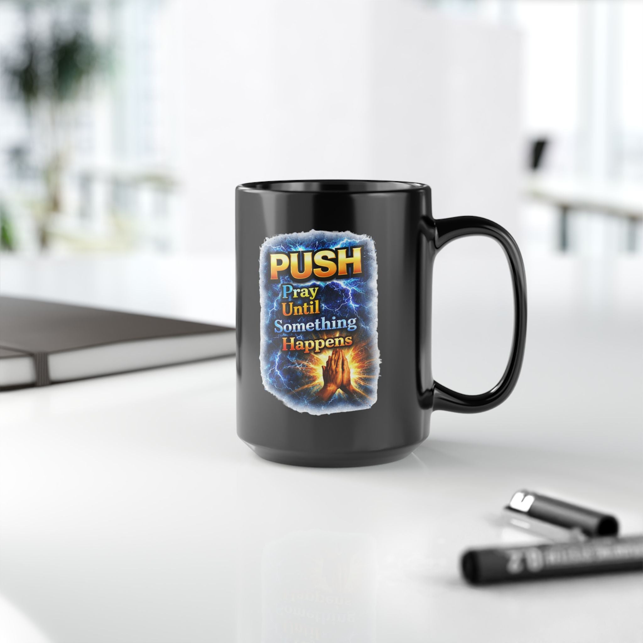 Push Black Coffee Mug - Hands — (11oz & 15oz)