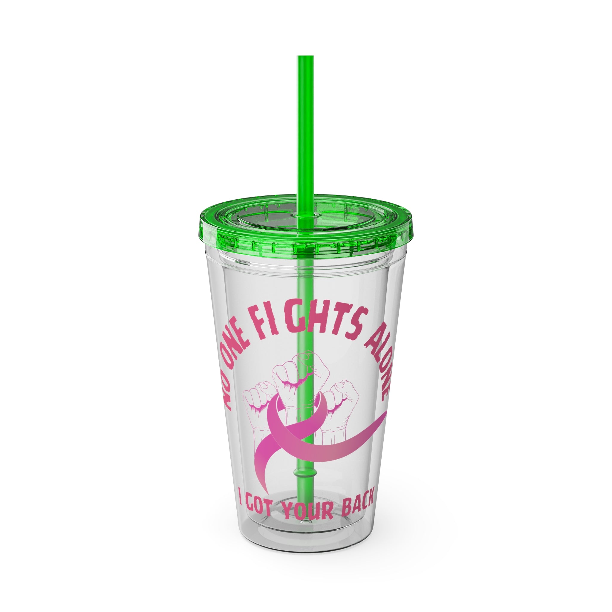 "No One Fights Alone" 16oz Tumbler with Straw