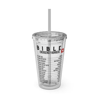 Bible Emergency Numbers 16oz Tumbler with Straw