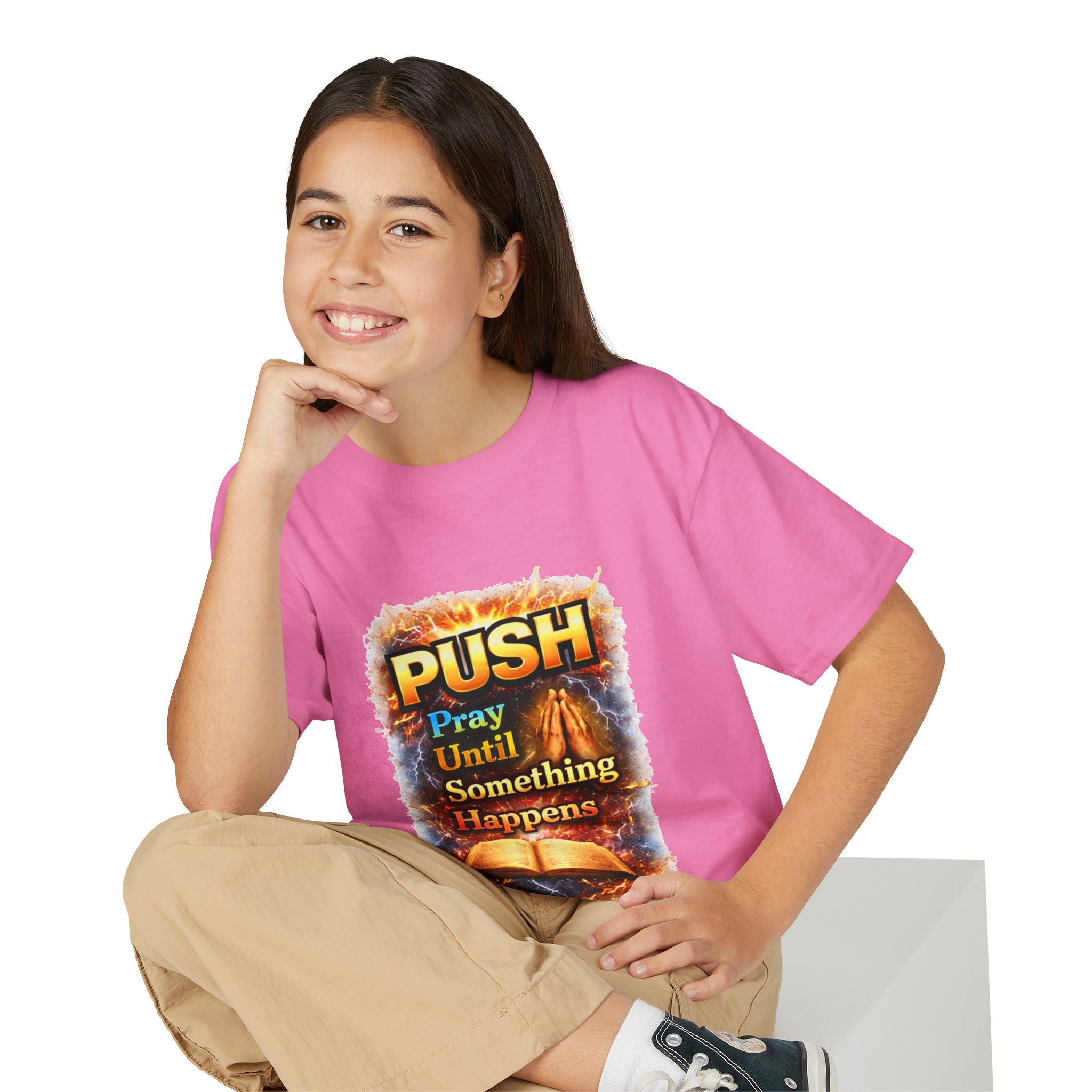 "Push: Pray Until Something Happens" Youth T-shirt - Bible